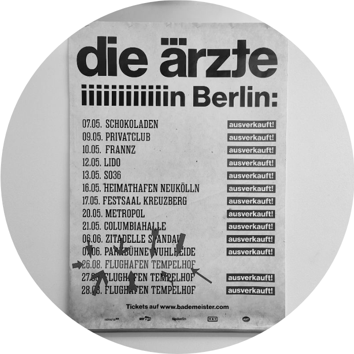 Plakat die ärzte iiiiin Berlin mit Tourdaten