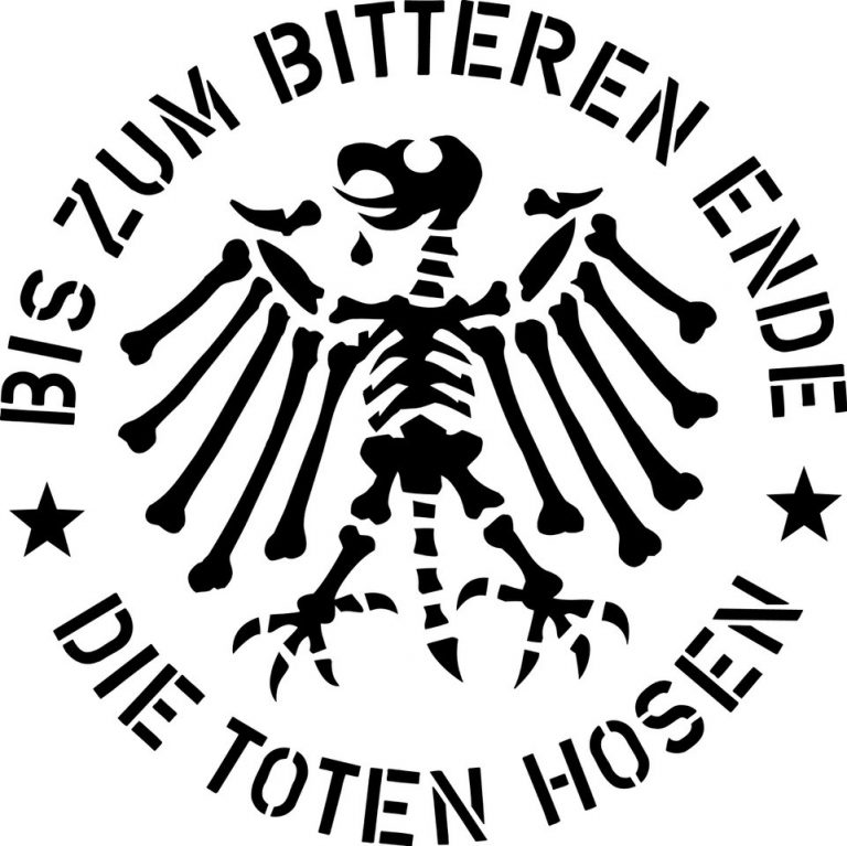 Die Toten Hosen - bis zum bitteren Ende. Logo schwarz mit Skelett Adler in der Mitte